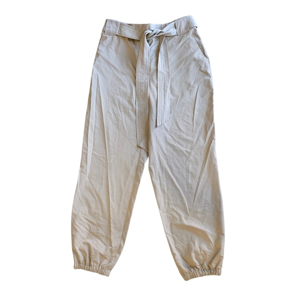 The Limited Beige Belted Nylon Feel Jogger Pants 8